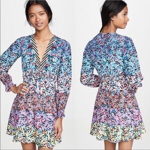 SALONI Eve Mini Dress Multicolor Floral Long Sleeve Size US 0